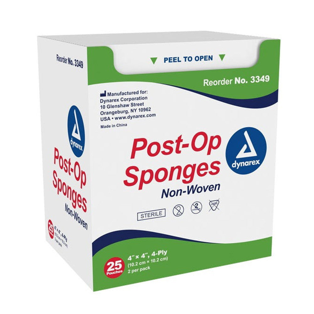 Dynarex Gauze Sponge Sterile 4X4 4Ply, 25 Ea, 2 Pack